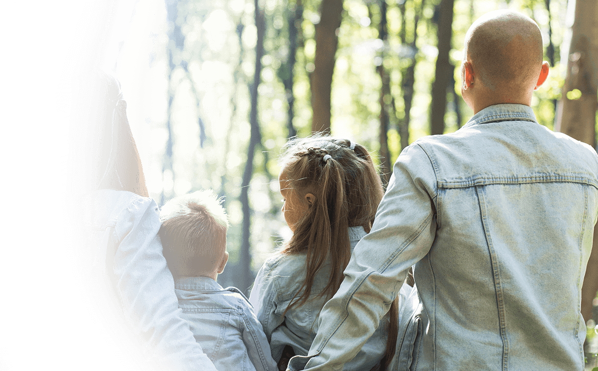 family in forest